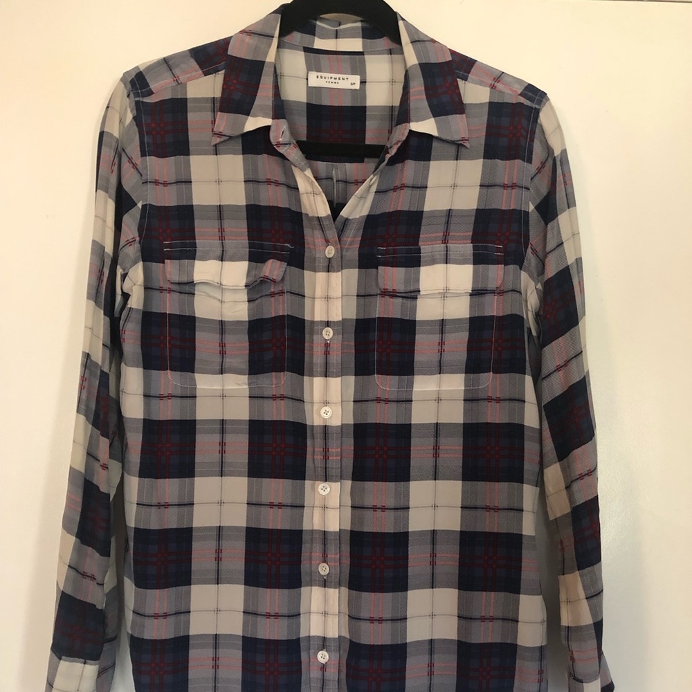 Equipment Plaid Silk Blouse size xs